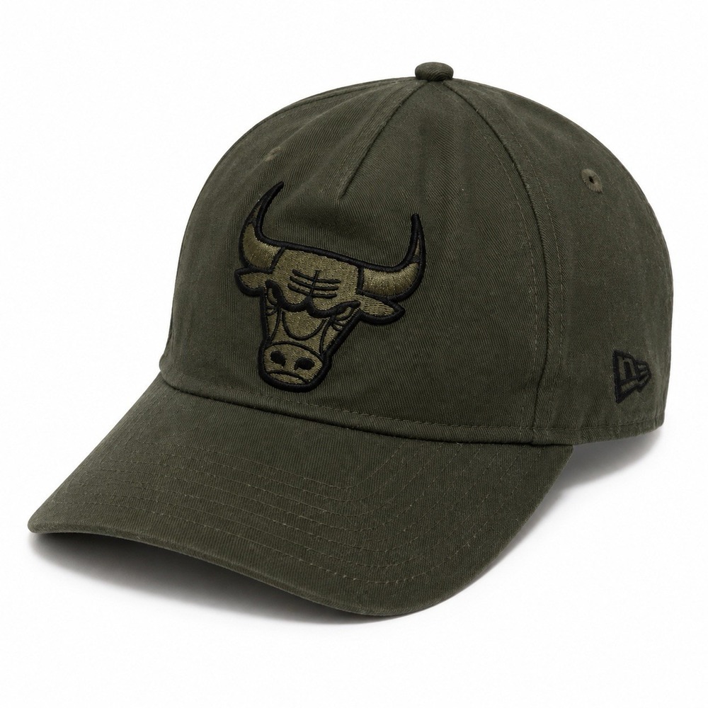 Chicago Bulls New Era 9FORTY Rare Olive Tonal Logo Adjustable NBA Hat Cap